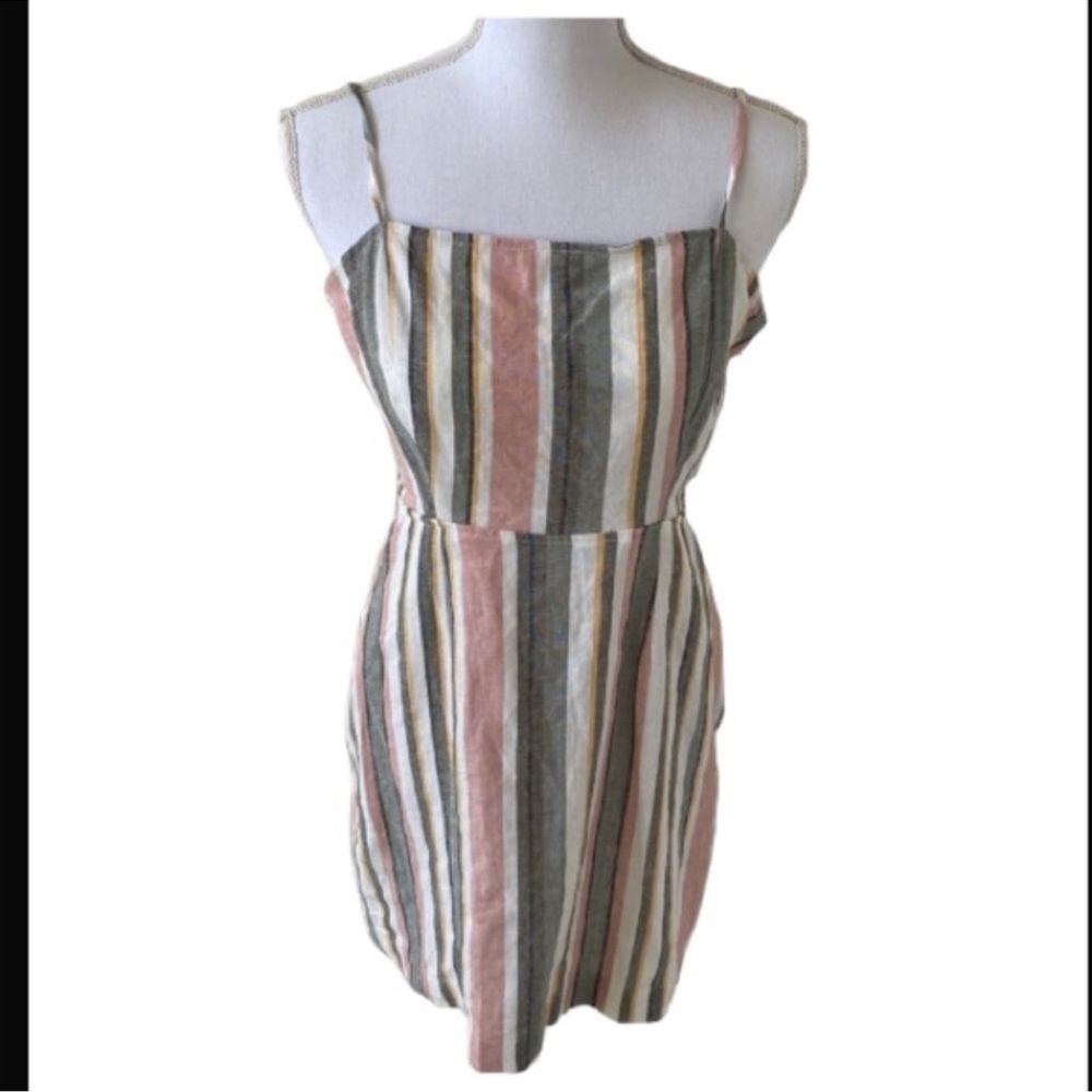 🥭 (4 for $15) Forever21 Striped Woven Dress - Size L - Picture 1 of 9